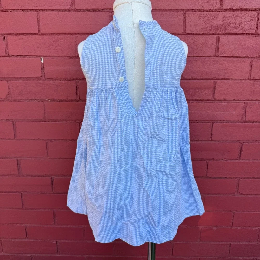 Sophie Dess Blue Gingham Embroidered Flower Dress Baby 18‎ Months Cotton